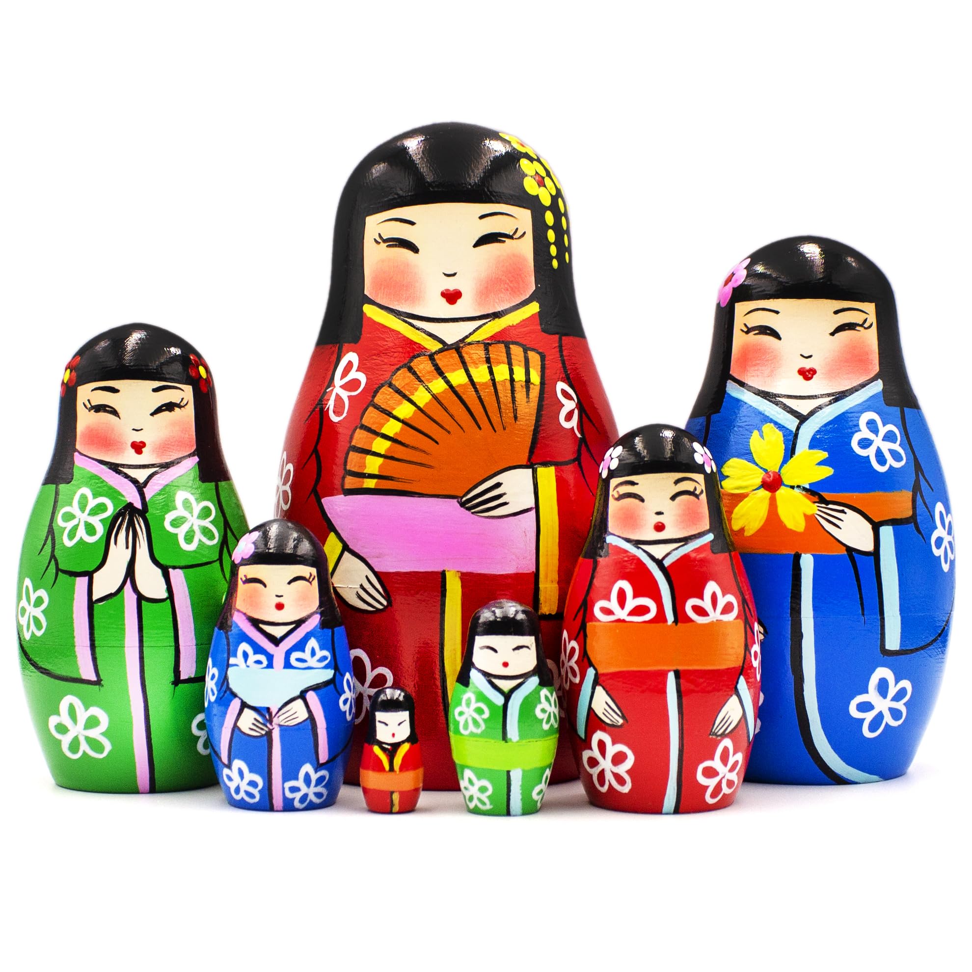 Amazon | AEVVV 日本の入れ子人形 7個セット - 日本の着物の
